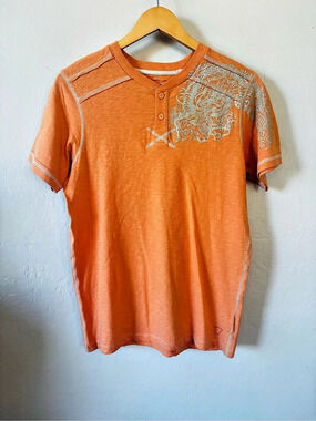 Guess Men's Abstract Short Sleeve Tee Orange Size Large
